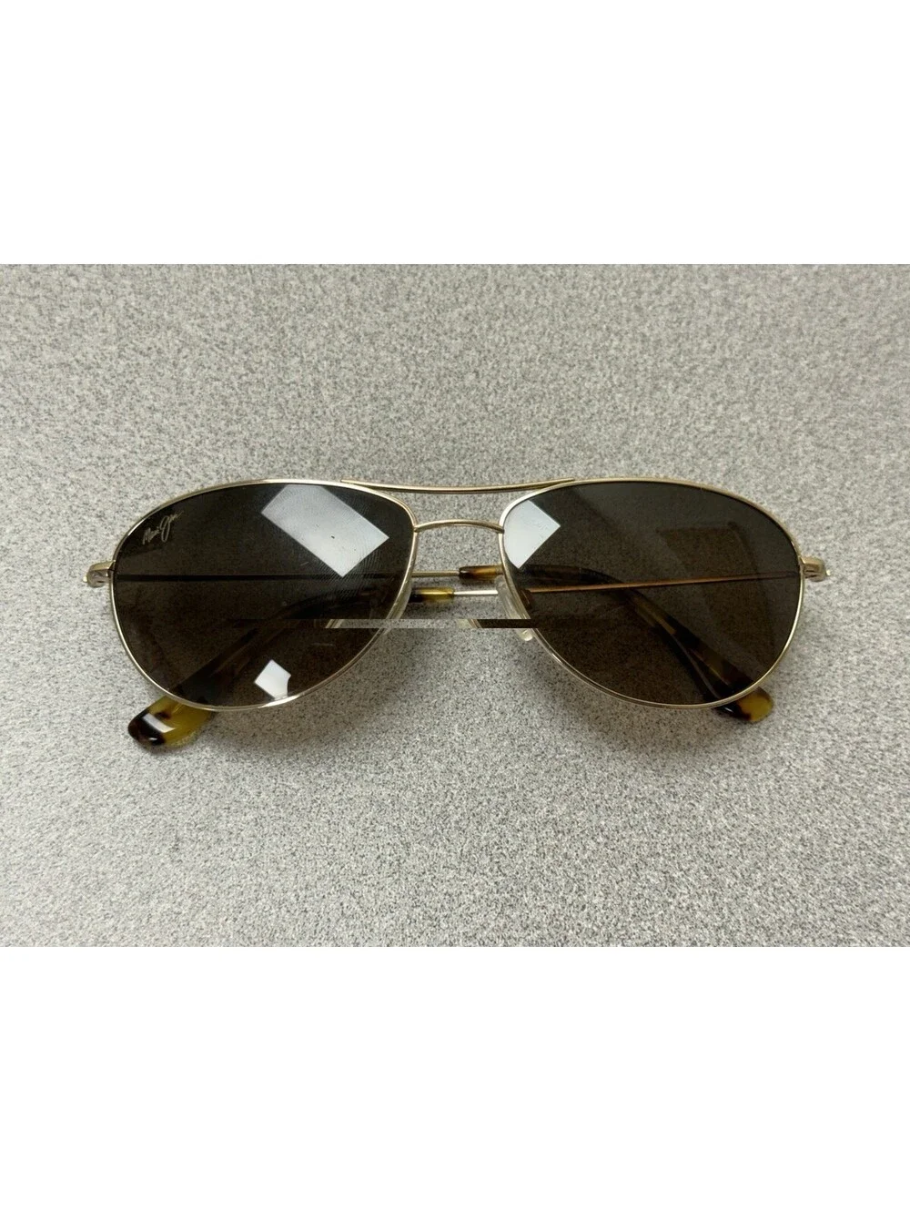 Maui Jim Baby Beach MP-SG Aviator Sunglasses Gold Titanium, Polarized Lens *READ